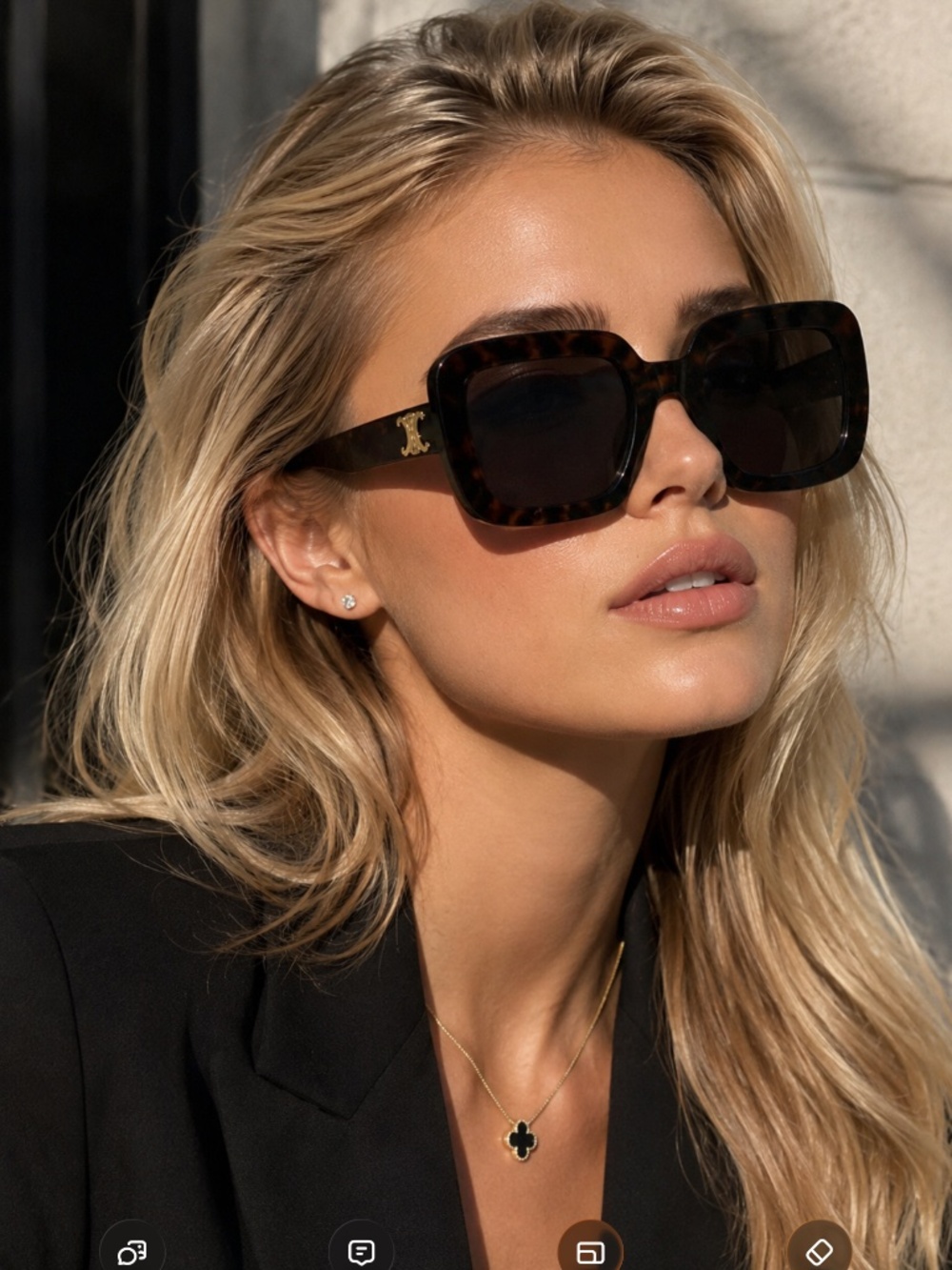 Celine Triomphe CL40304U 52A Dark Brown Havana With Gold/Grey Square